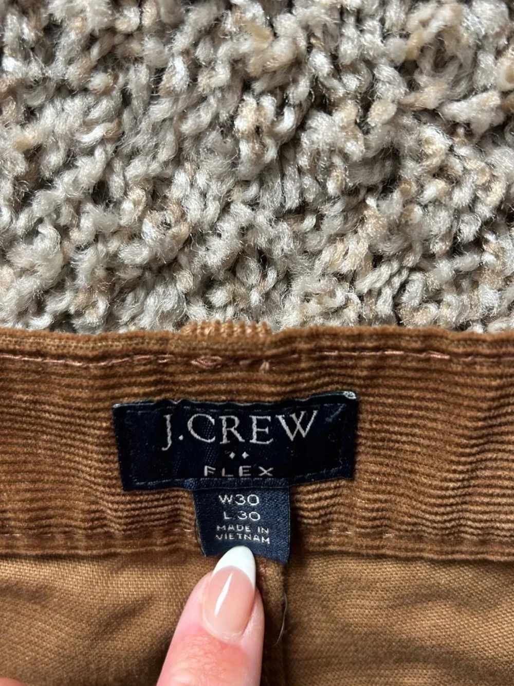 J.Crew Men's Corduroy Pants – Brown – Size 30x30 – Excellent Condition